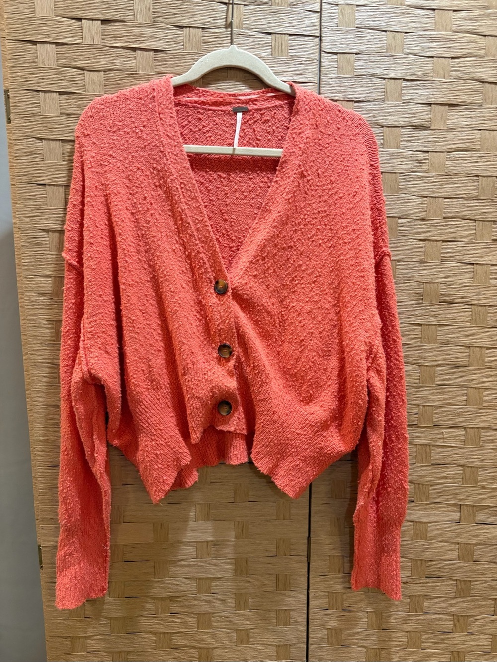 Free People Found My Friend Cardigan Coral Boucle Size Small EUC - Picture 2 of 4